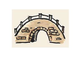小桥儿童国画