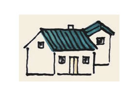 房屋儿童国画