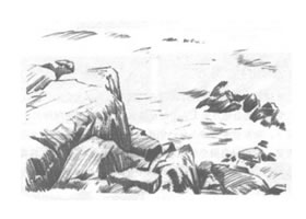 山石风景素描绘制方法