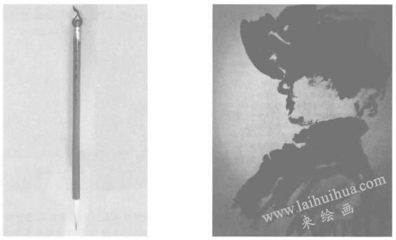 戴帽女子，毛笔素描