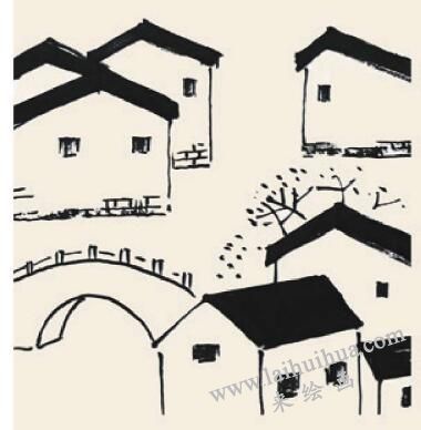水乡春色儿童国画画法步骤03