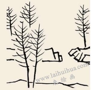 山村秋色儿童国画画法步骤02