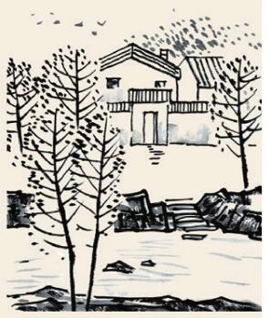 山村秋色儿童国画