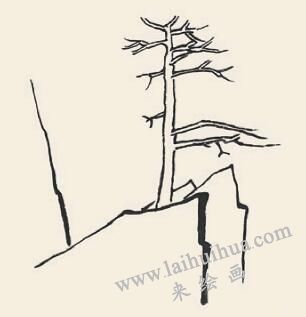 黄山奇松儿童国画画法步骤02