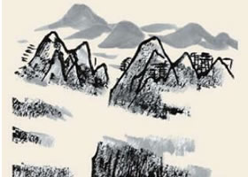 黄山云起儿童国画