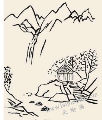 高山流水儿童国画画法步骤03