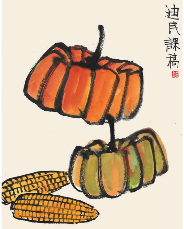 南瓜儿童国画