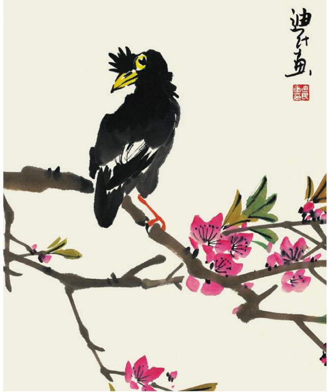 八哥儿童国画