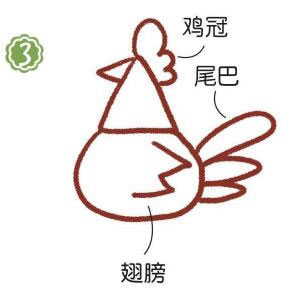 草地上的公鸡简笔画画法步骤03