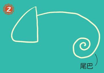 树上的变色龙简笔画画法步骤02