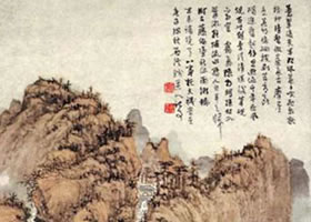 清代髡残《苍翠凌天图》名画赏析