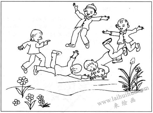 儿童捧腹大笑简笔画