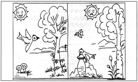 乌鸦喝水过程，简笔画a