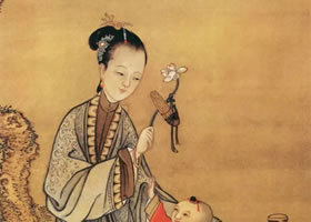 冷枚《连生贵子图》