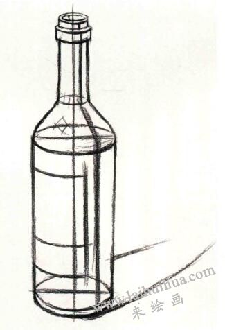 啤酒瓶结构素描作画步骤03