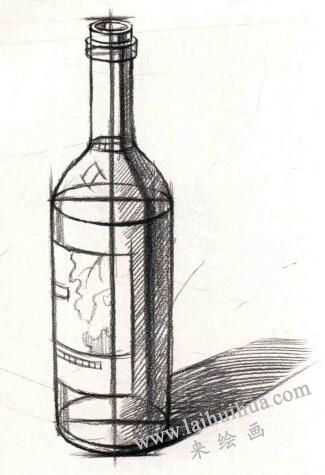 啤酒瓶结构素描作画步骤04