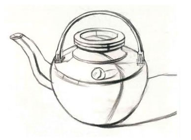 铜茶壶素描作画步骤02