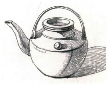 铜茶壶素描作画步骤03