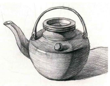 铜茶壶素描作画步骤04