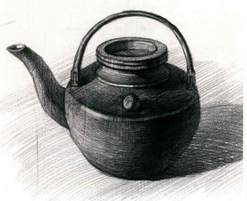 铜茶壶素描作画步骤05