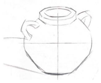 双耳陶罐素描作画步骤01