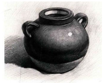 双耳陶罐素描