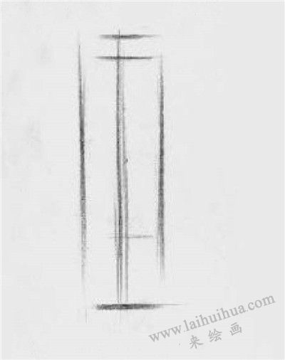 可乐瓶素描画法步骤01