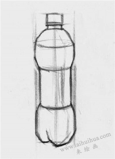 可乐瓶素描画法步骤02