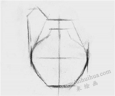 高柄瓷罐素描画法步骤01