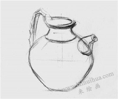 高柄瓷罐素描画法步骤02