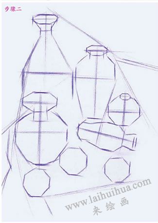 器皿组合素描的结构画法步骤02