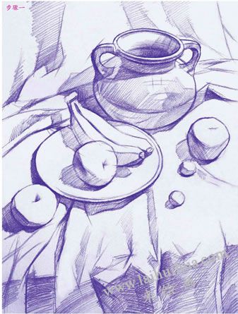 器皿组合素描的明暗画法步骤01
