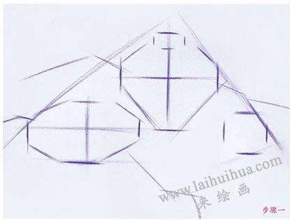 水果组合素描结构画法步骤01
