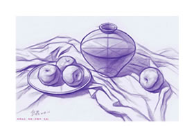 水果组合素描结构画法