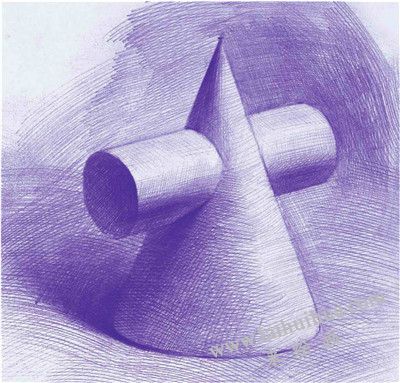 圆锥贯穿体素描明暗画法