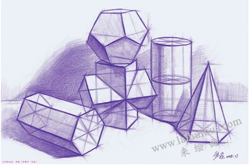 几何体组合素描的结构画法