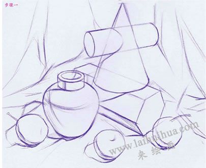 几何体组合素描的明暗画法步骤01