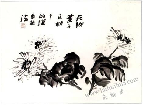 菊花花头、叶子、枝干的组合