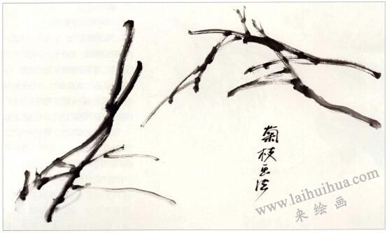 国画菊枝画法01