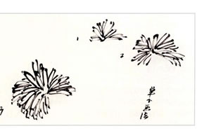 国画单个菊花花头画法