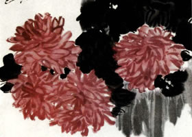 齐白石国画菊花作品代表作:《菊石图》