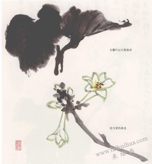 玉簪花国画画法