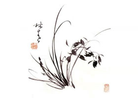 国画兰花的画法:叶丛添花