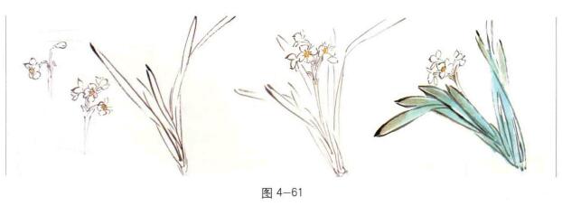 国画水仙叶子的画法