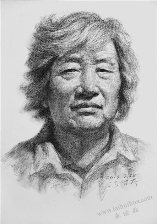 女性老年人头像素描画法步骤05
