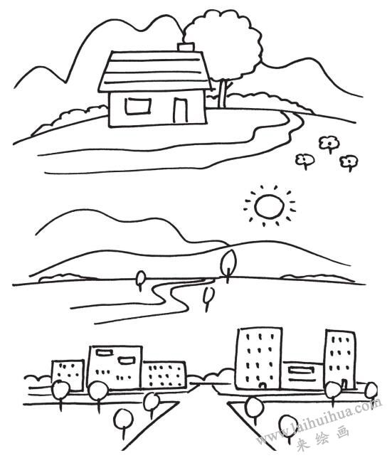 园林景致简笔画,园林简笔画