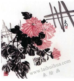 国画菊花的范画练习步骤04