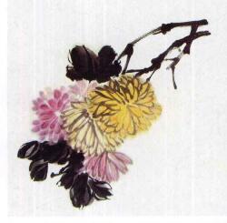 国画菊花的范画练习步骤02，范画三