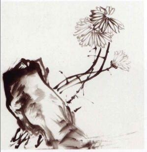 国画菊花的范画练习步骤01，范画四