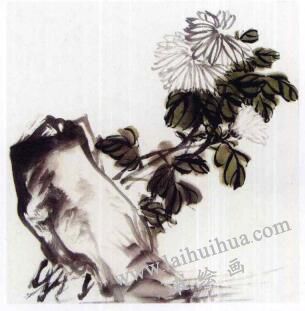 国画菊花的范画练习步骤02，范画四